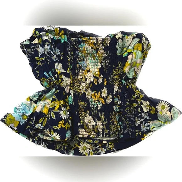 Anthropologie Floral Ruffle Blouse 💙 💛 🩵 - Picture 4 of 6